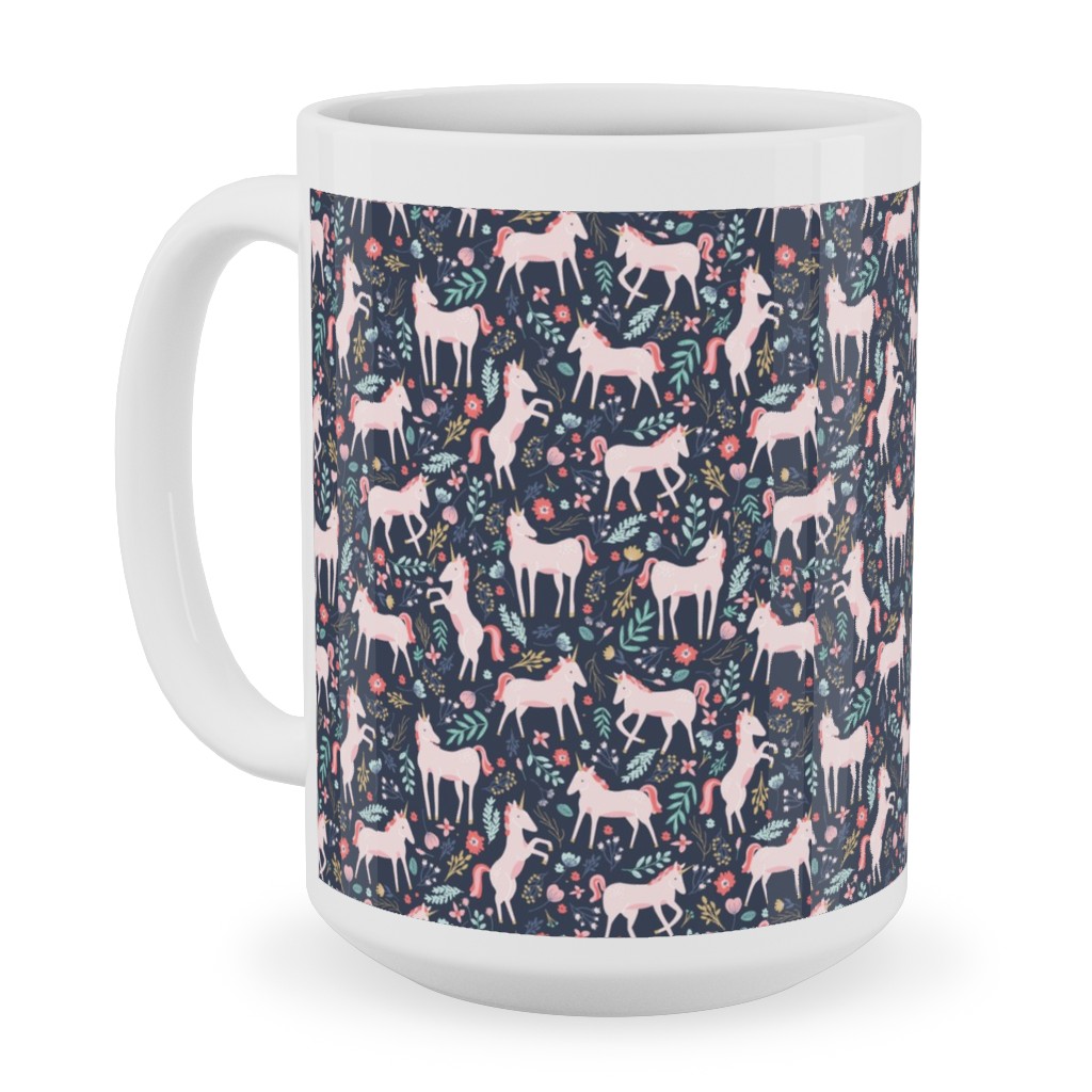 Pink Unicorn Fields - Dark Ceramic Mug, White, , 15oz, Multicolor