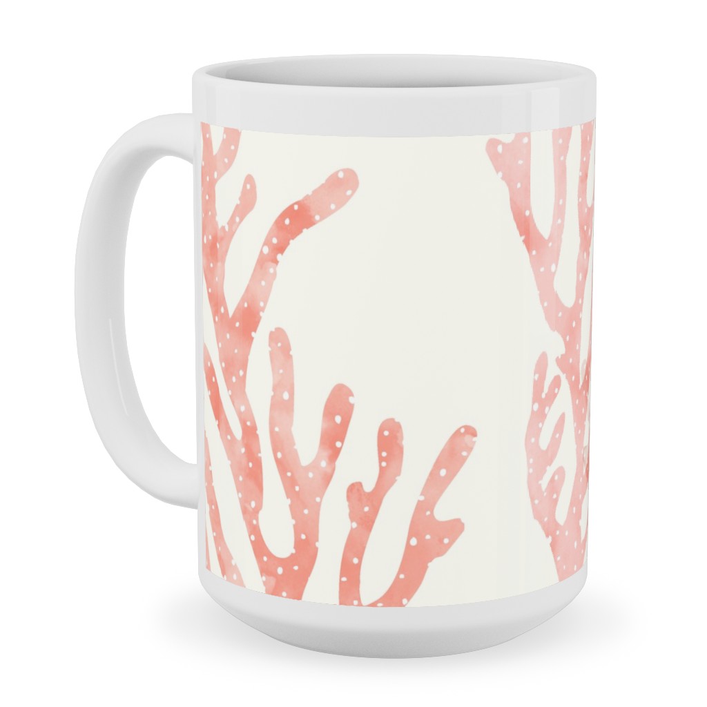 Coral Mermaid Ceramic Mug, White, , 15oz, Pink, Pearl