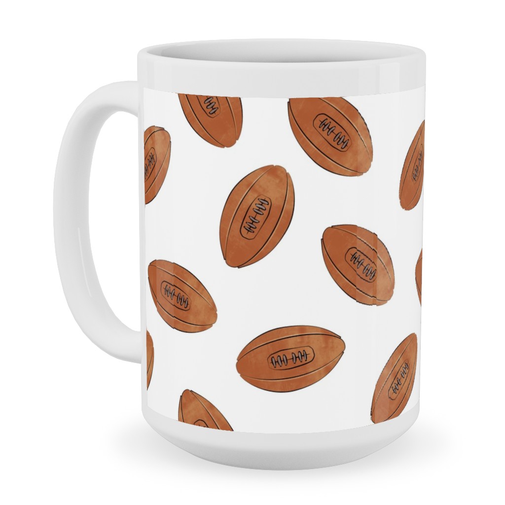 Vintage Football Ceramic Mug, White,  , 15oz, Brown