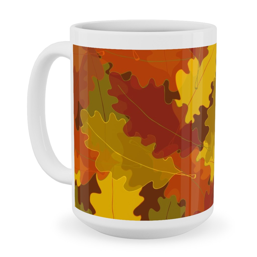 Oak Pile Ceramic Mug, White,  , 15oz, Orange