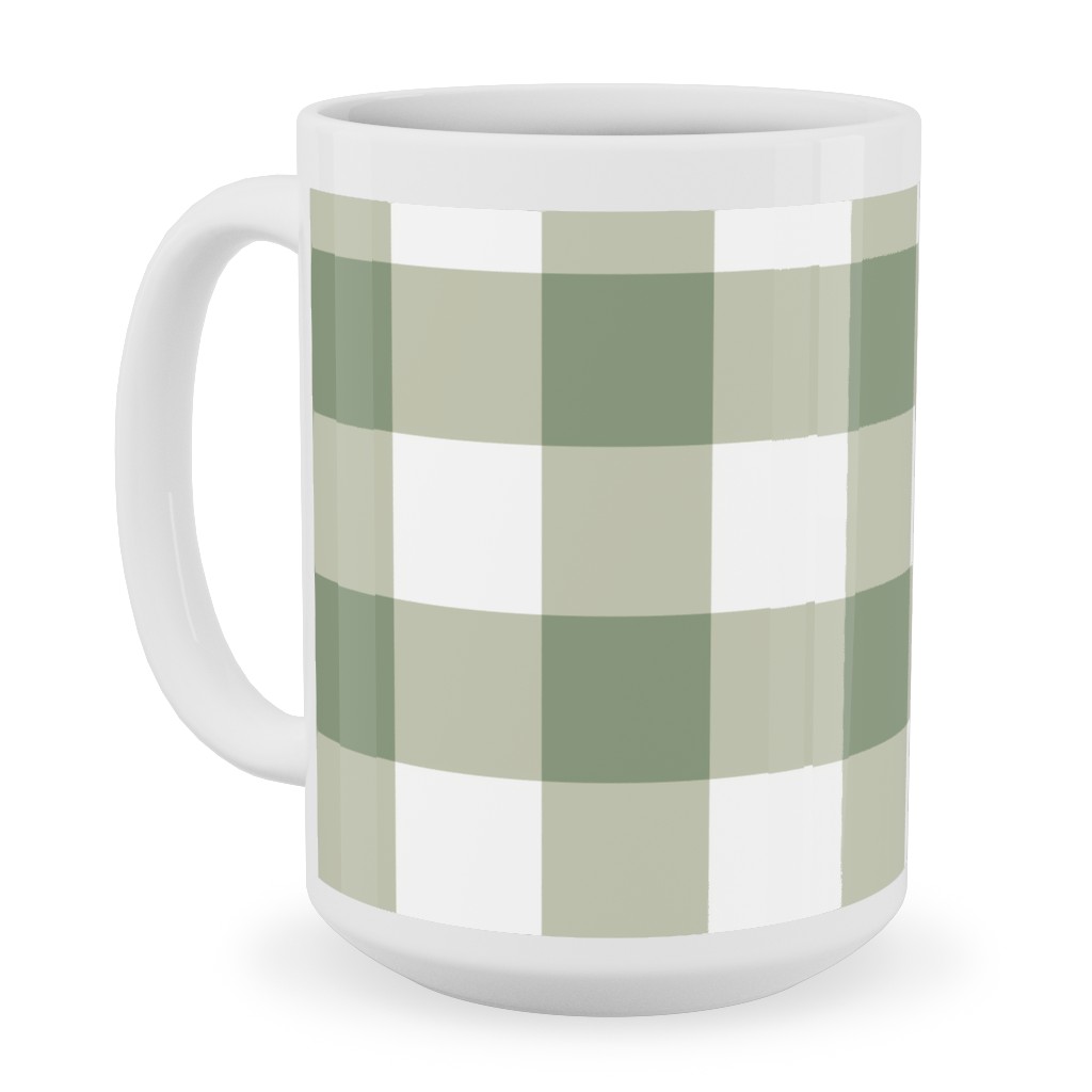 Plaid - Green Ceramic Mug, White,  , 15oz, Green