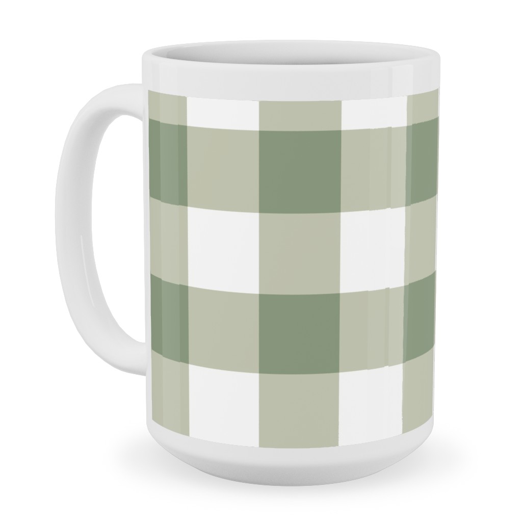 Plaid - Green Ceramic Mug, White,  , 15oz, Green
