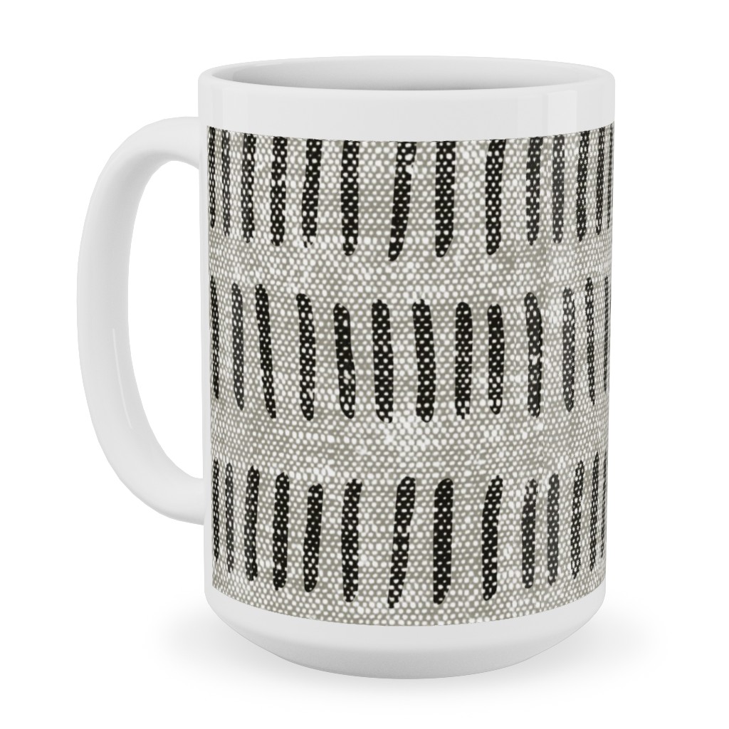 Modern Farmhouse Dash - Multi on Beige Ceramic Mug, White, , 15oz, Gray, Gray