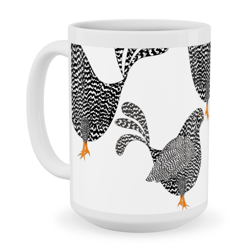 Chick Chick Chickens - Black and White Ceramic Mug, White, , 15oz, White, White