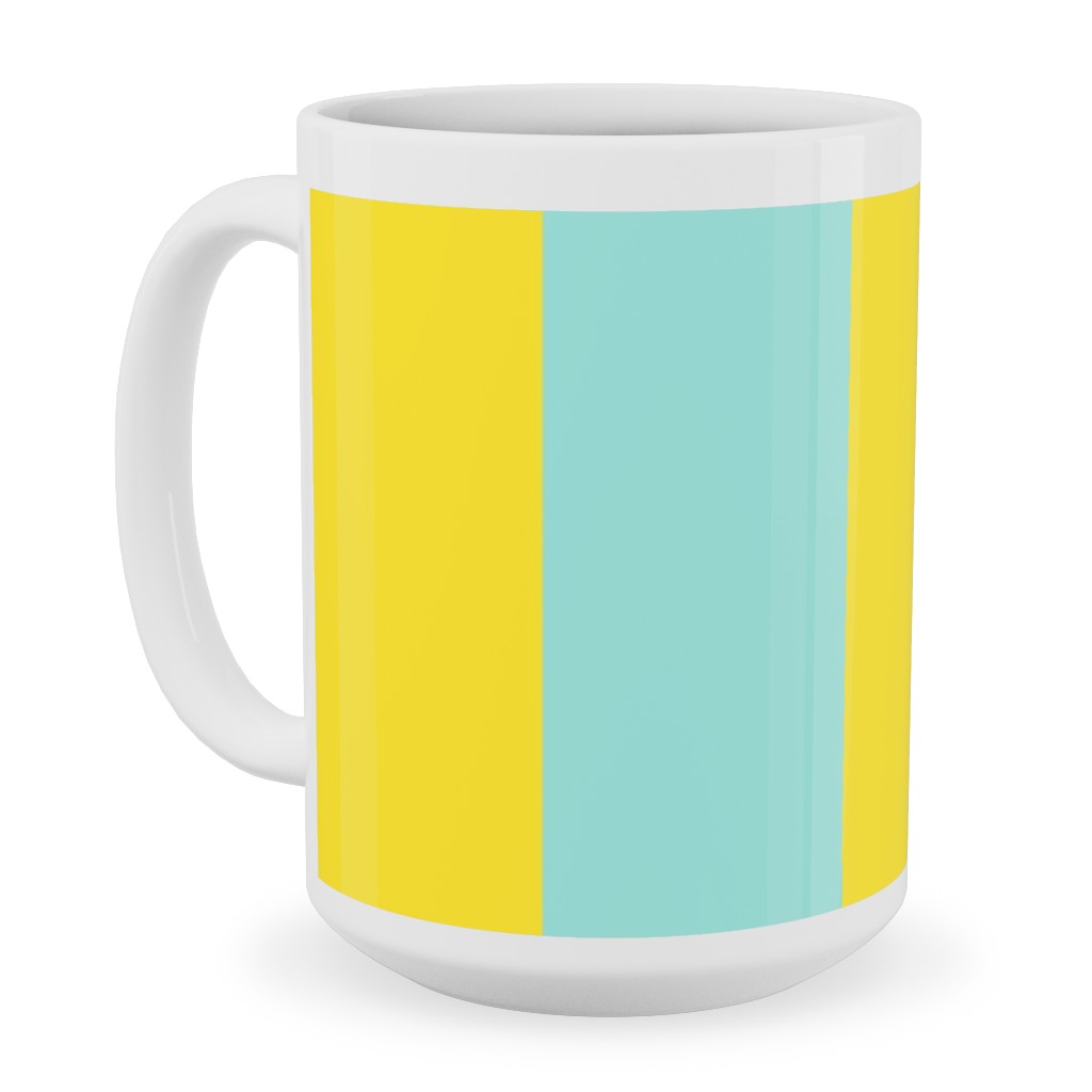 Vertical Stripes Ceramic Mug, White, , 15oz, Blue, Frost