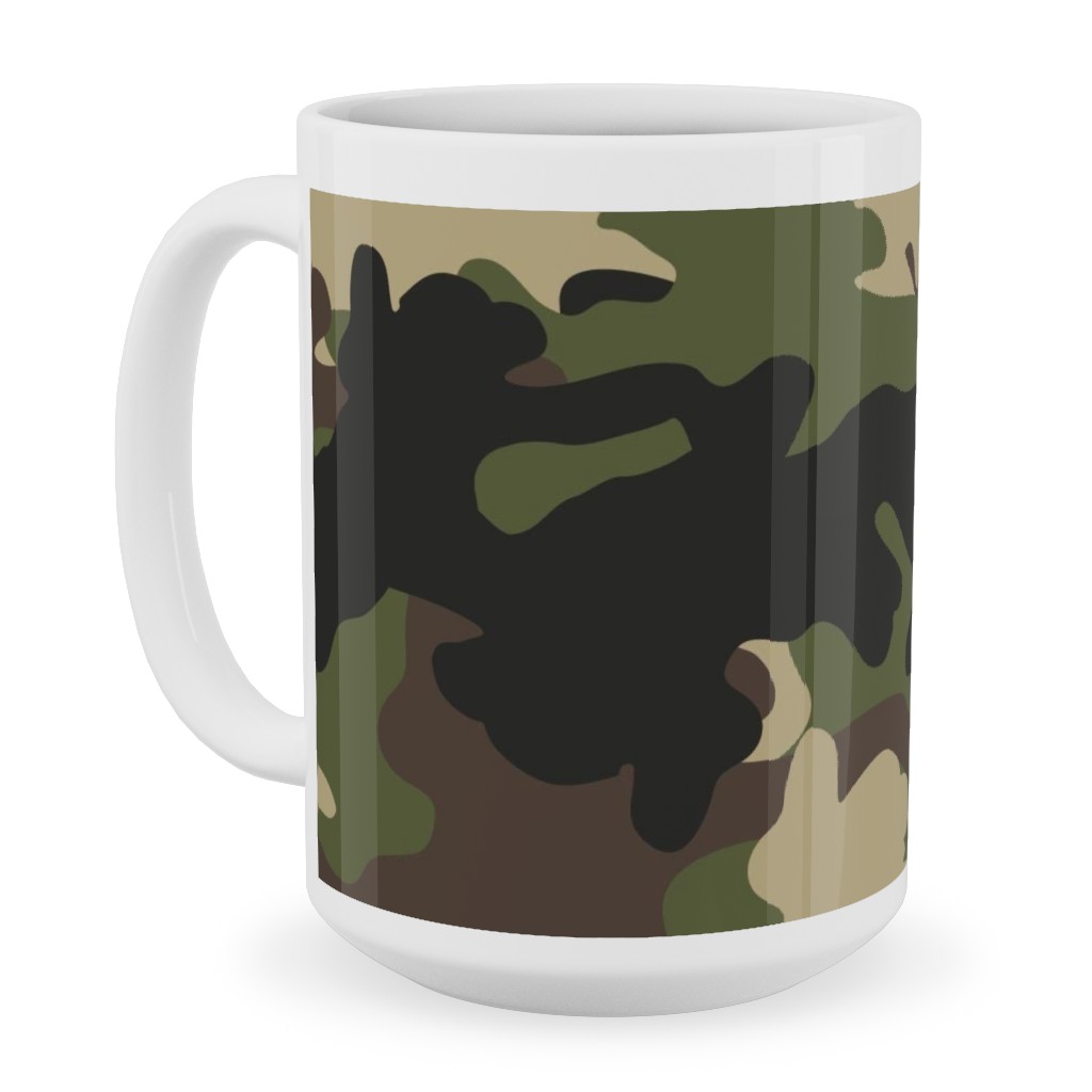Ducks, Trucks, and Eight Point Bucks - Camo Ceramic Mug, White,  , 15oz, Green