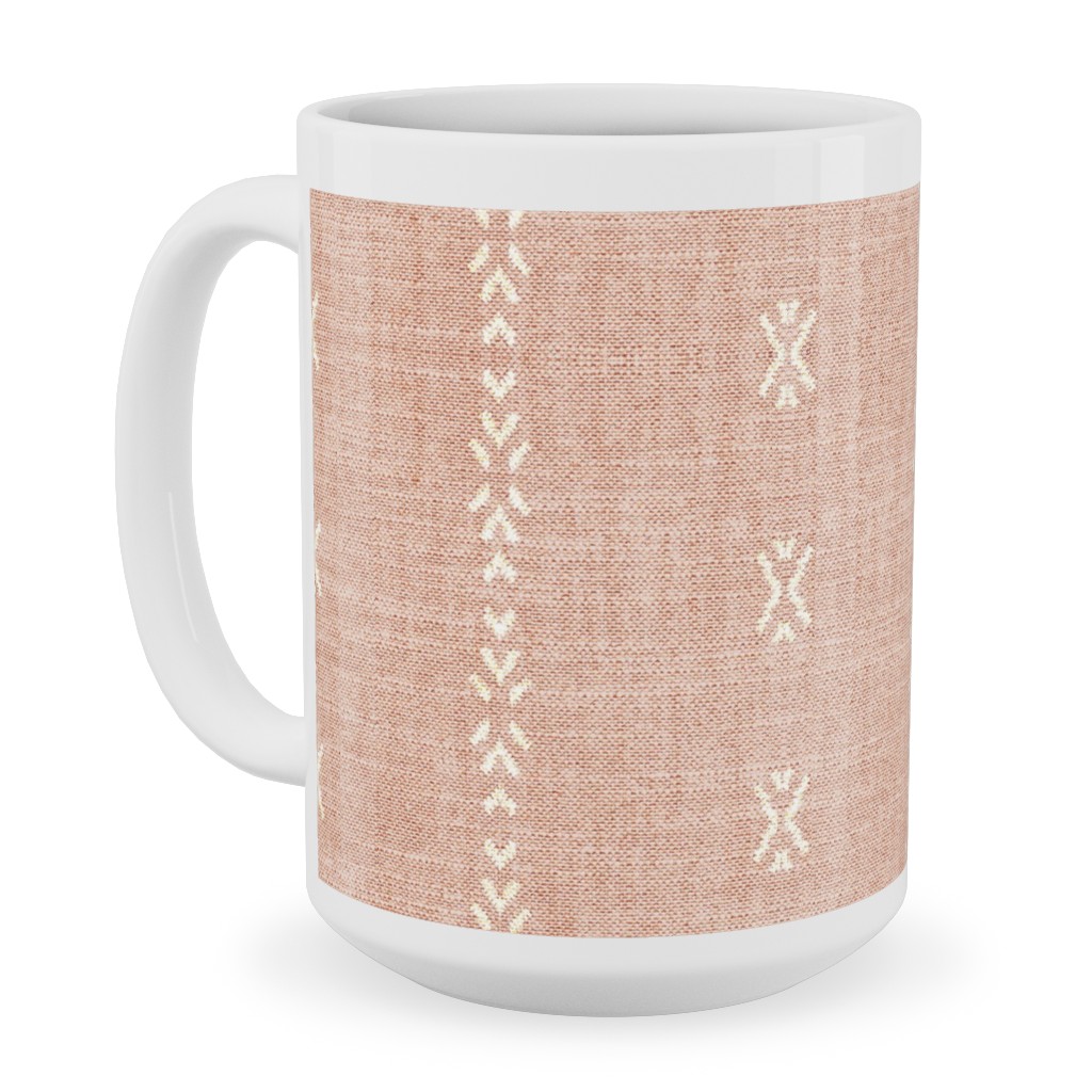 Playa Tribal Stripe - Pink Ceramic Mug, White,  , 15oz, Pink