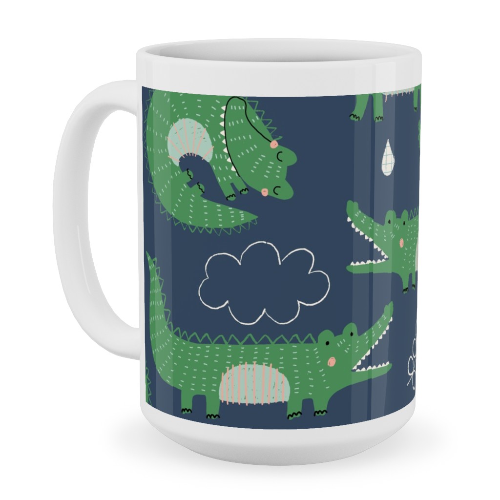 Cute Alligators - Green Ceramic Mug, White, , 15oz, Green, Classic Green