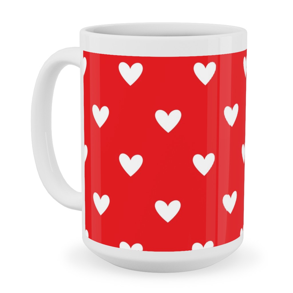 Love Hearts - Red Ceramic Mug, White,  , 15oz, Red