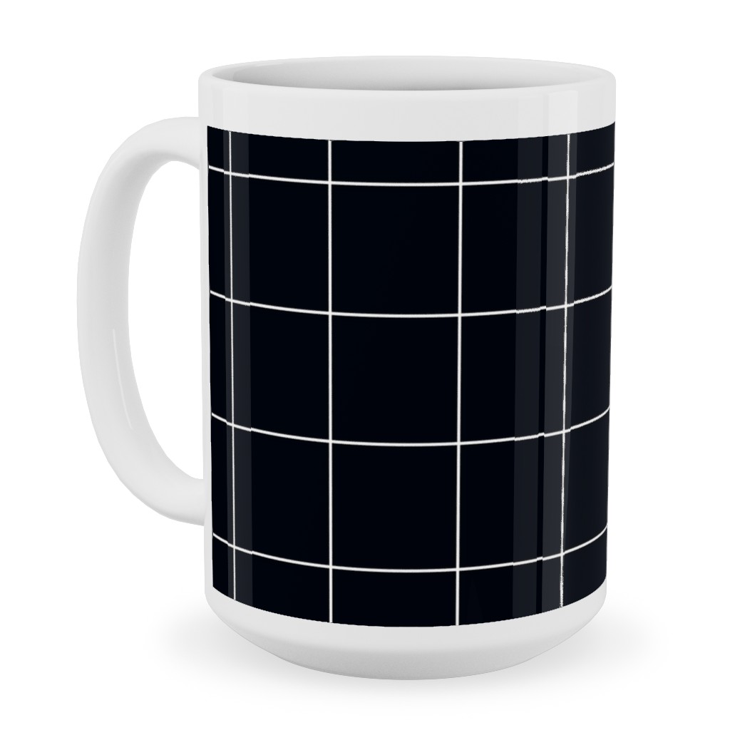 Grid - Black Ad White Ceramic Mug, White, , 15oz, Black, Black
