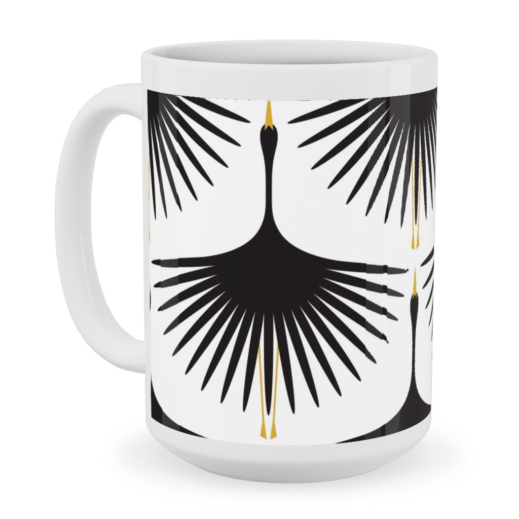 Art Deco Swans Ceramic Mug, White,  , 15oz, White