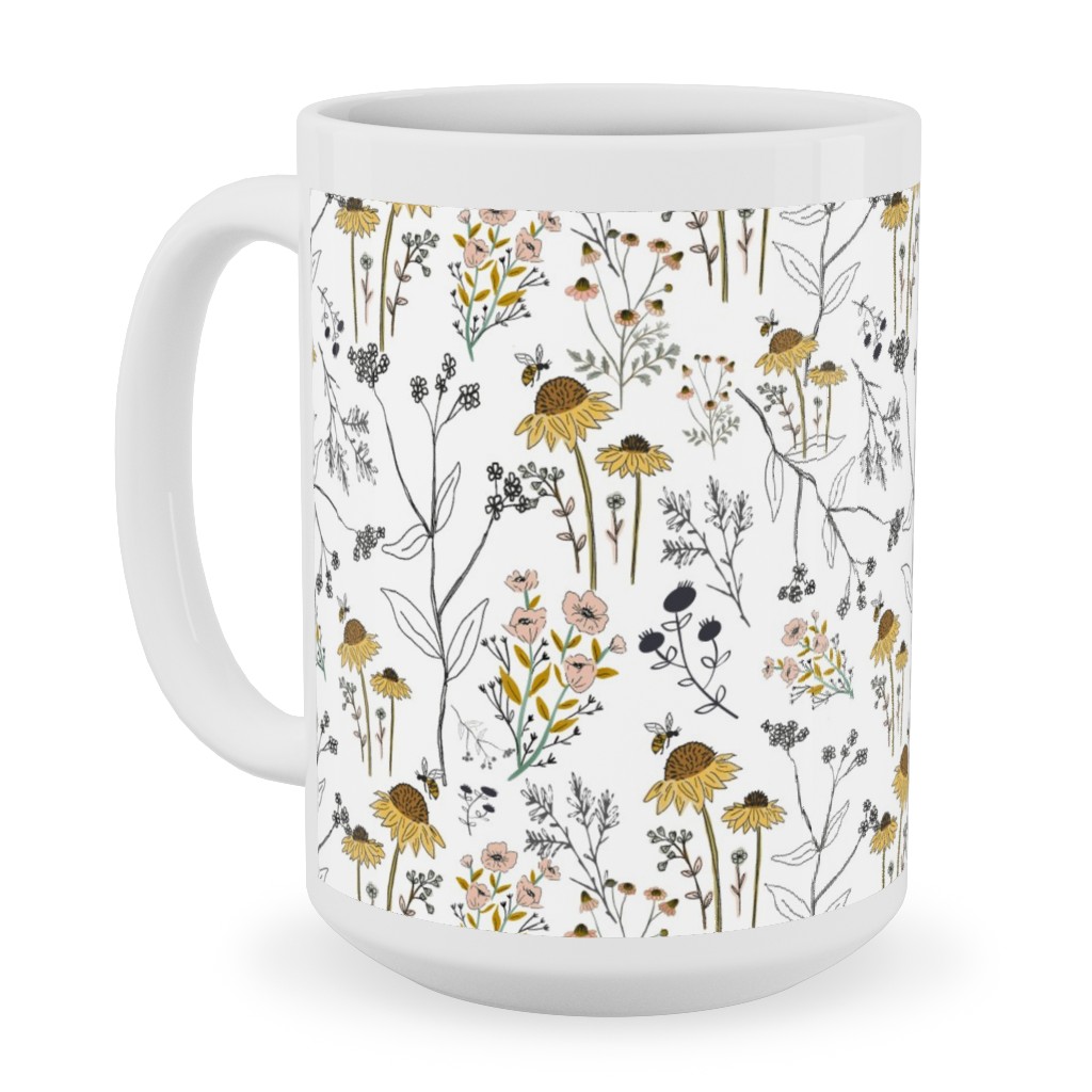 Bee Nice To Me Ceramic Mug, White, , 15oz, Yellow, Classic Yellow