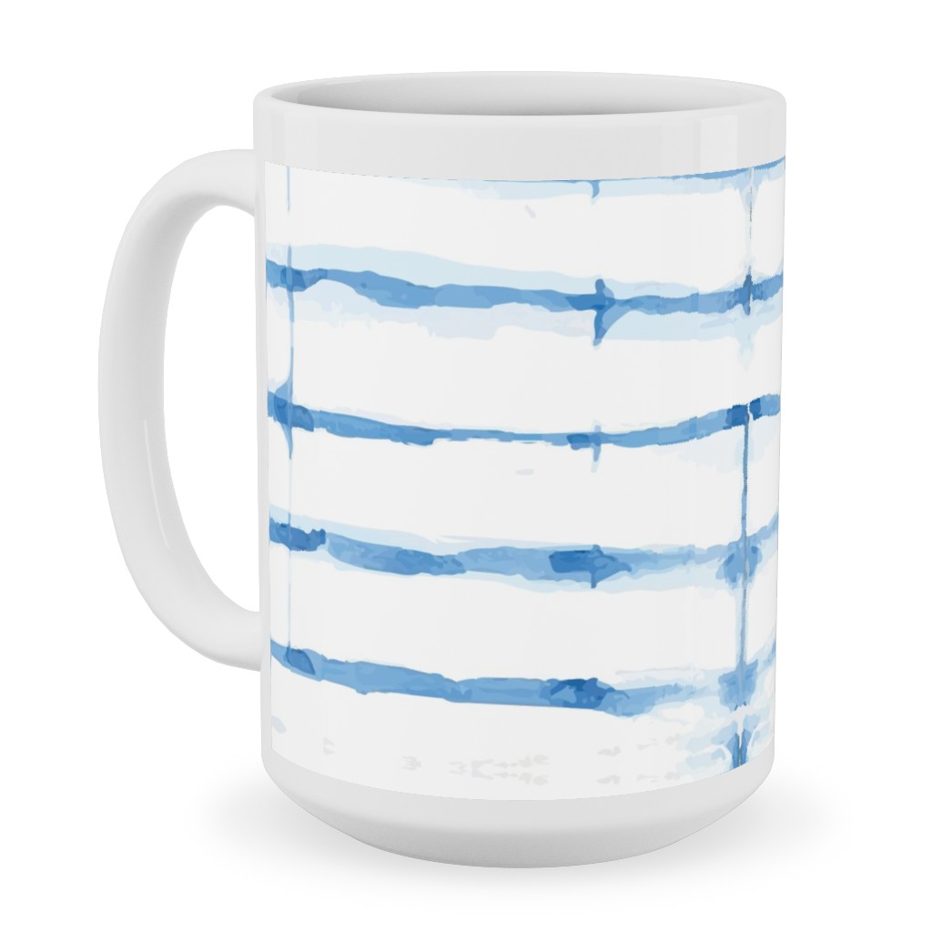 Shibori - Blue Ceramic Mug, White,  , 15oz, Blue