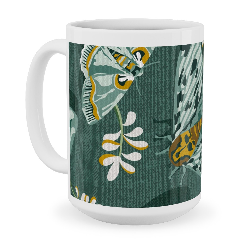 Gathering Moths - Green Ceramic Mug, White, , 15oz, Green, Classic Green