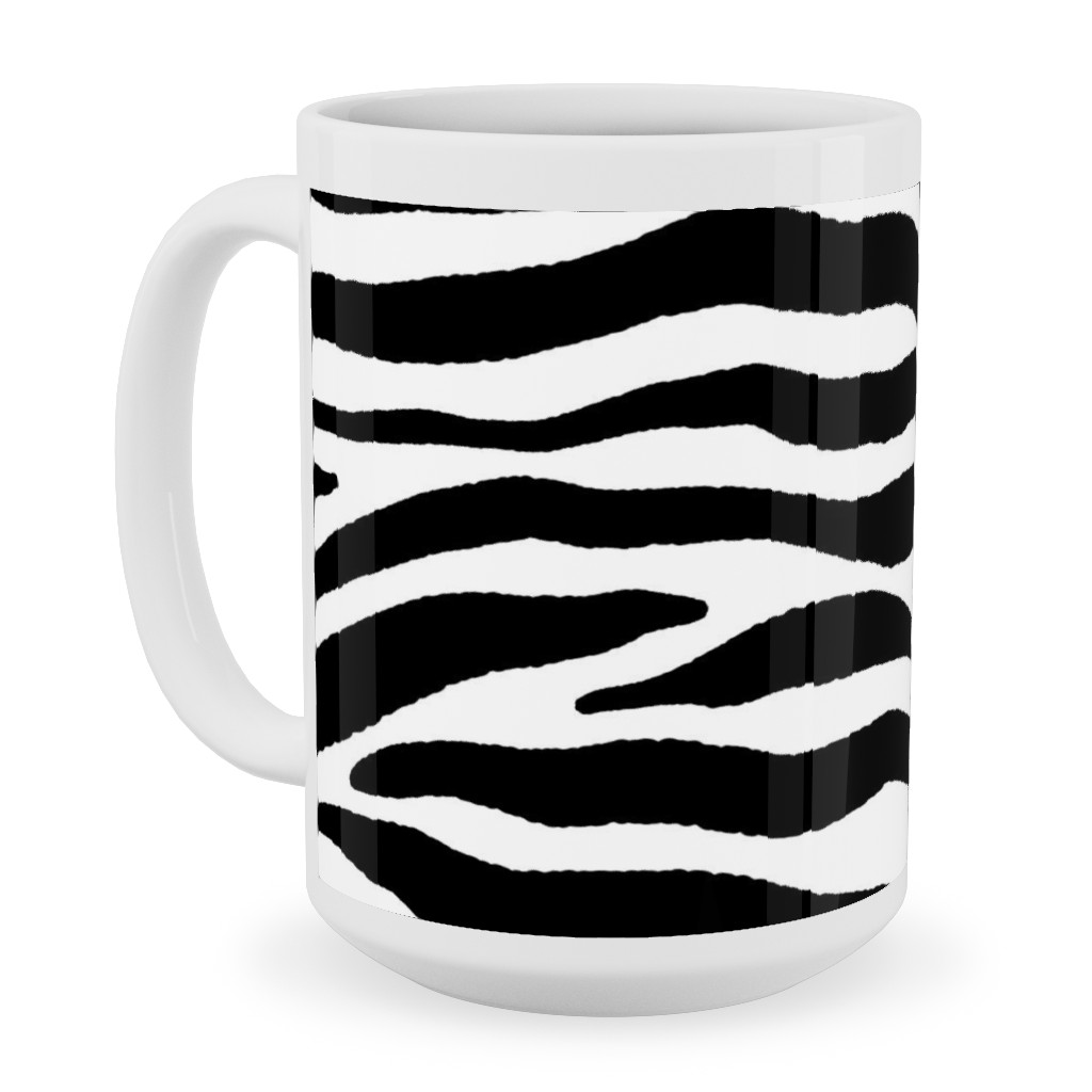 Zebra Print - Black and White Ceramic Mug, White,  , 15oz, Black