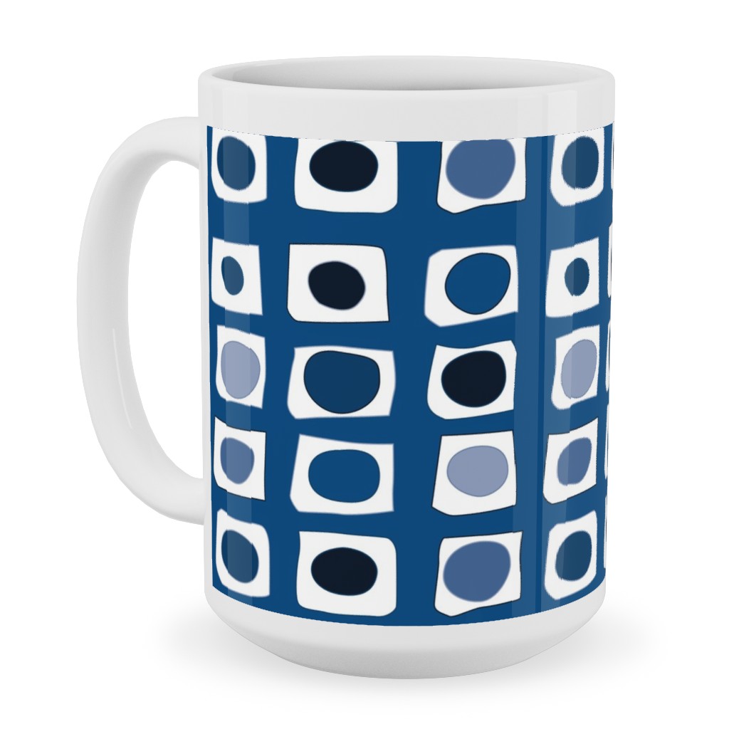 Little White Rectangles - Classic Blue Ceramic Mug, White, , 15oz, Blue, True Blue
