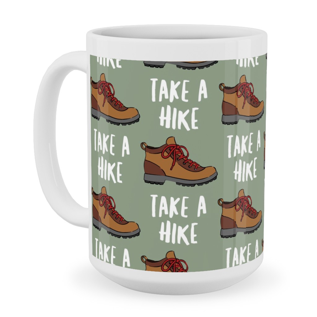 Hiking, Take a Hike - Green Ceramic Mug, White, , 15oz, Green, Classic Green