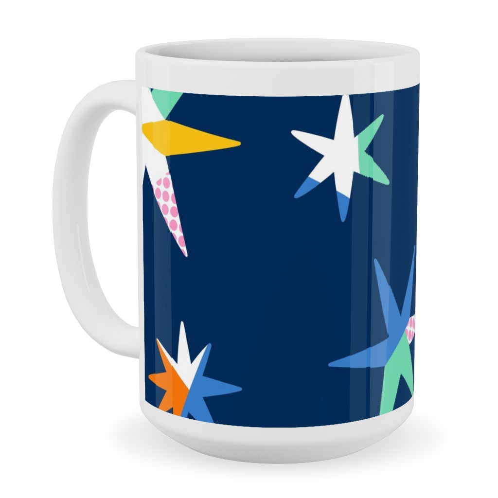 Modern Starry Sky - Blue Ceramic Mug, White, , 15oz, Blue, True Blue