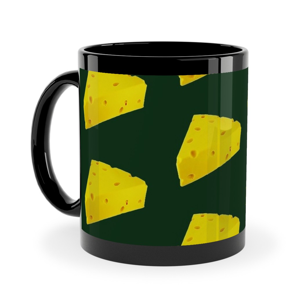 Cheese - Yellow on Dark Ceramic Mug, Black, , 11oz, Yellow, Classic Yellow
