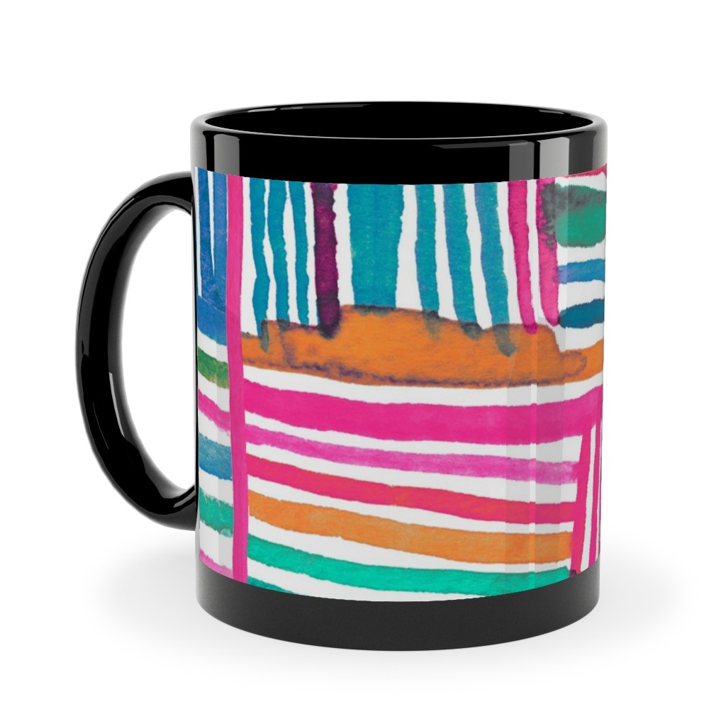 Linear Meditation Ceramic Mug, Black,  , 11oz, Multicolor