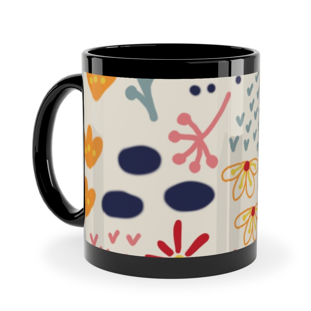 Summer Floral - Light Ceramic Mug, Black, , 11oz, Multicolor