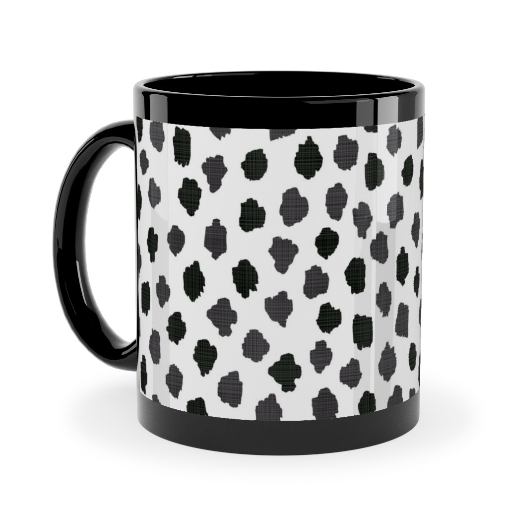 Inky Spots - Black and White Ceramic Mug, Black,  , 11oz, White
