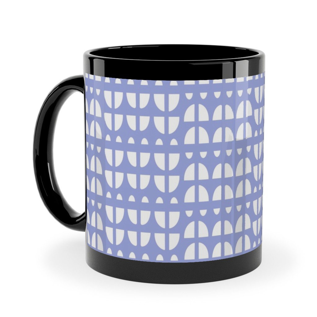 Geometric - Blue Ceramic Mug, Black, , 11oz, Blue, True Blue
