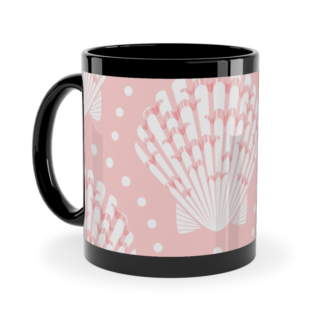Pretty Scallop Shells - Pink Ceramic Mug, Black,  , 11oz, Pink