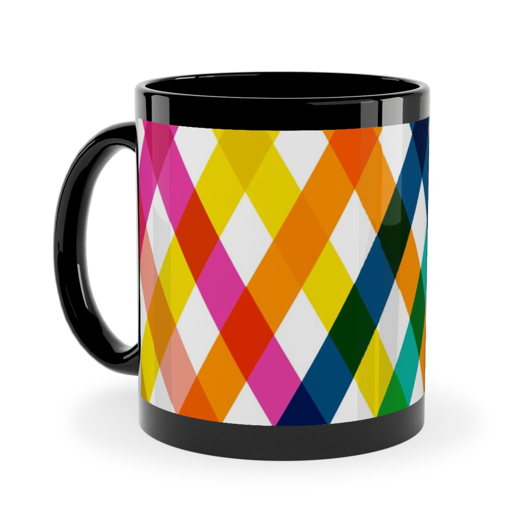 Birchdale Gingham Plaid - Multi Ceramic Mug, Black, , 11oz, Multicolor