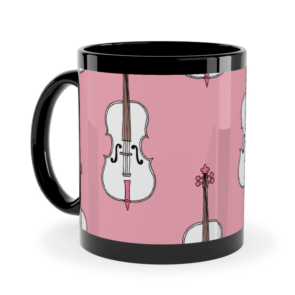 Violins - Pink Ceramic Mug, Black,  , 11oz, Pink