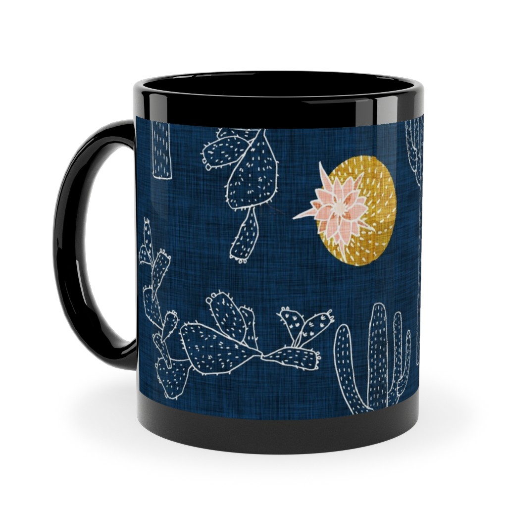Cactus - Indigo Ceramic Mug, Black,  , 11oz, Blue