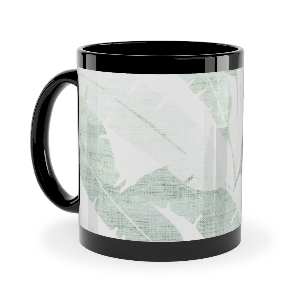 Banana Leaf - Light Ceramic Mug, Black, , 11oz, Green, Classic Green