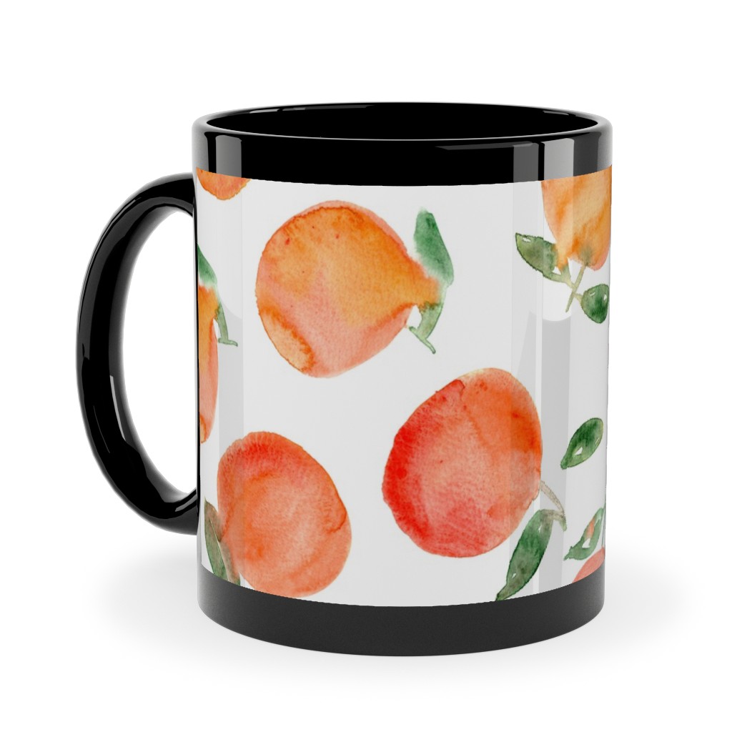 Watercolor Oranges - Orange Ceramic Mug, Black,  , 11oz, Orange