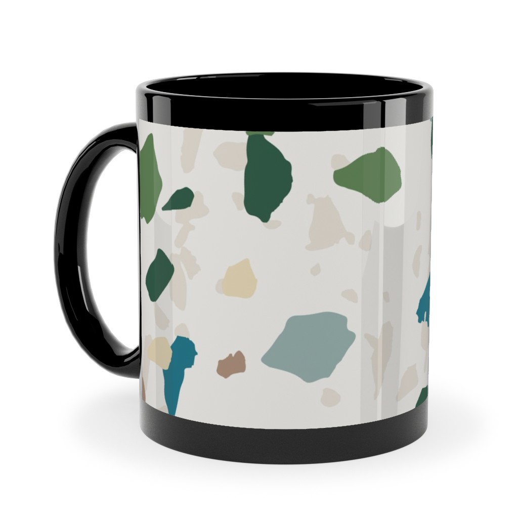 Terrazzo - Green on Cream Ceramic Mug, Black, , 11oz, Green, Classic Green