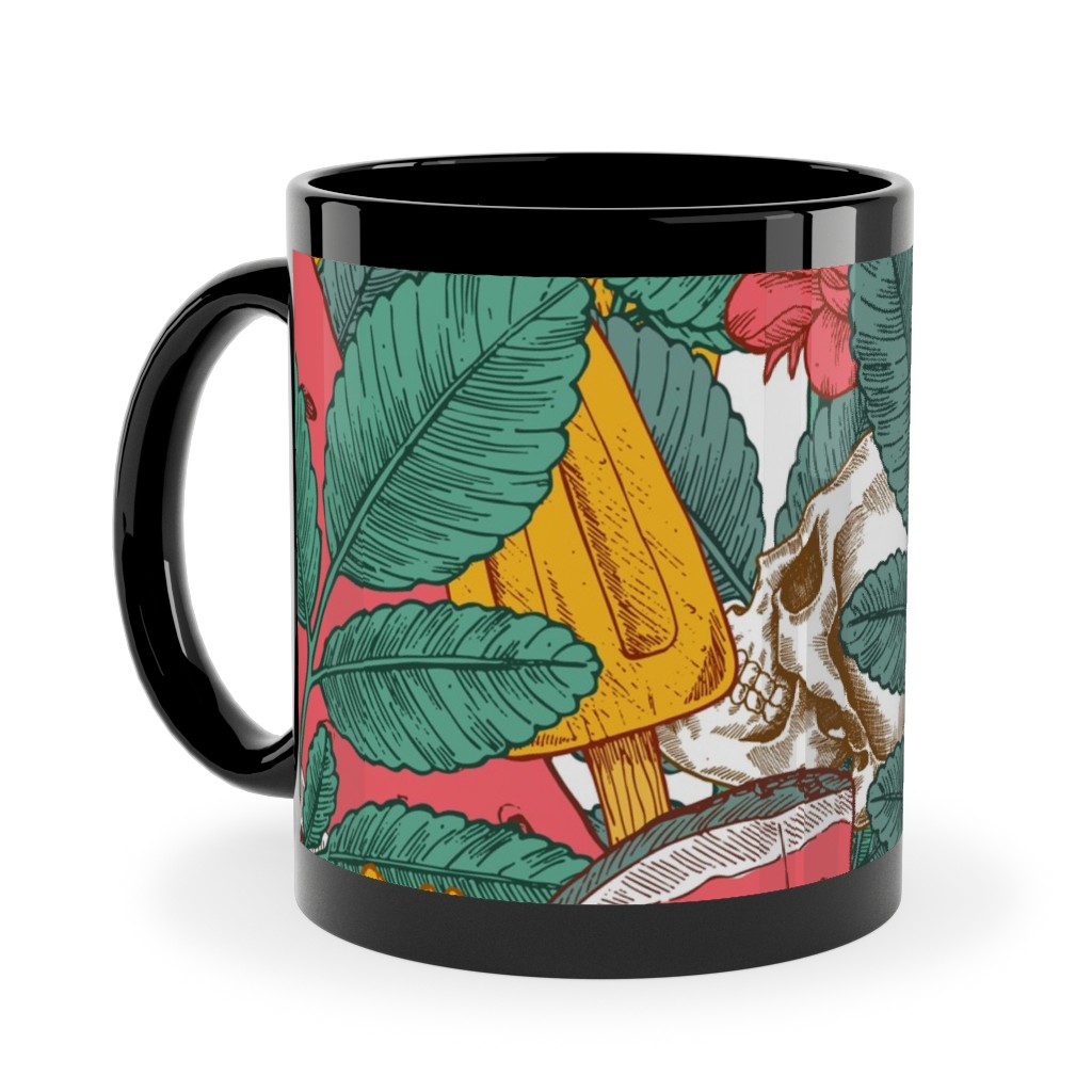 Summer Skull - Multi Ceramic Mug, Black, , 11oz, Green, Classic Green