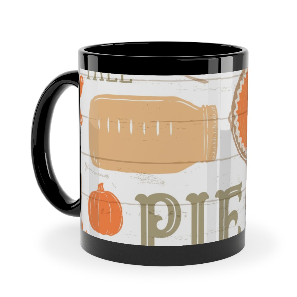 Gather Round & Give Thanks - a Fall Festival of Food, Fun, Family, Friends, and Pie! Ceramic Mug, Black, , 11oz, Orange, Orange