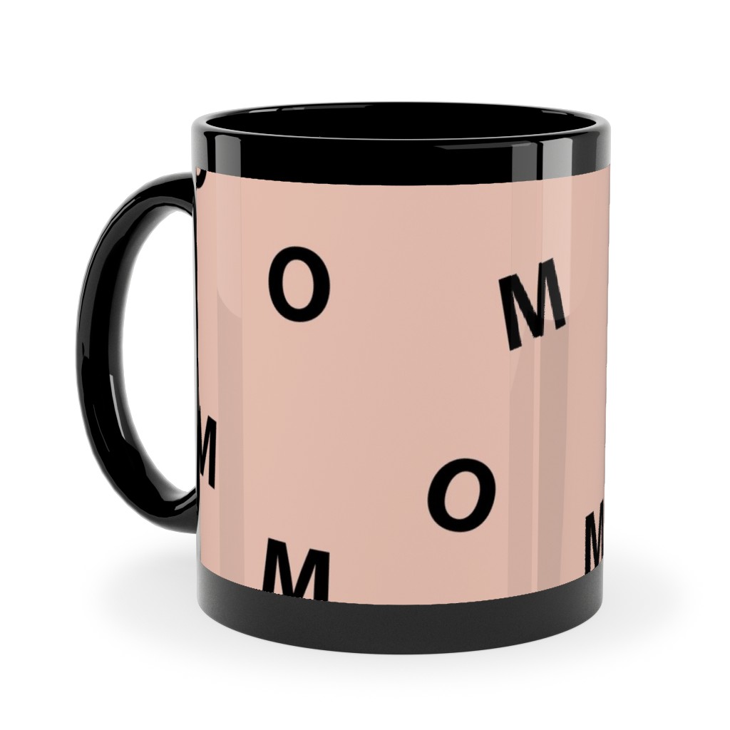 Sweet Mom Typography - Pale Nude Ceramic Mug, Black,  , 11oz, Pink