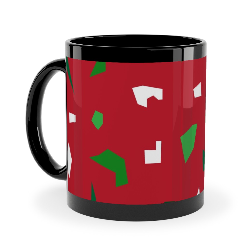 Christmas Terrazzo Ceramic Mug, Black, , 11oz, Red, Red