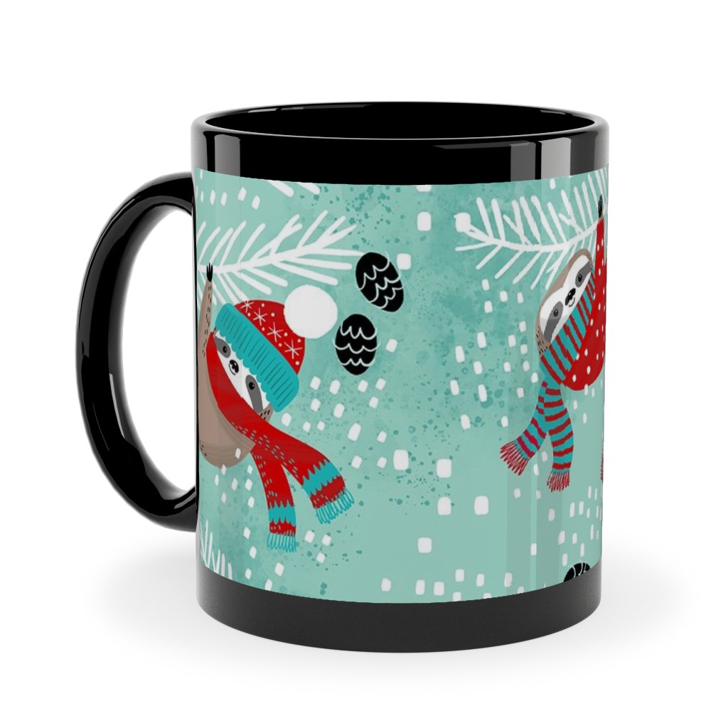 Snowy Sloths - Multi Ceramic Mug, Black,  , 11oz, Multicolor