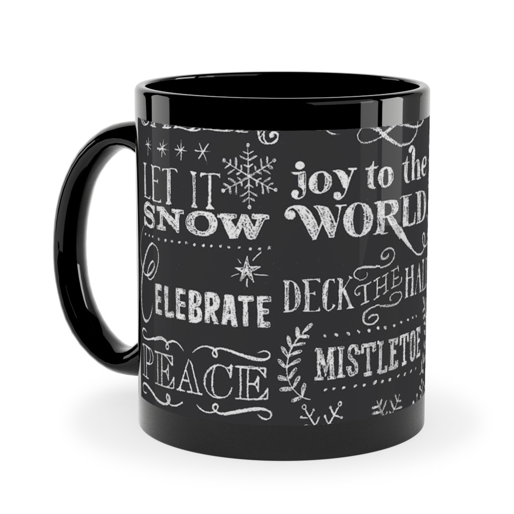 Christmas Sayings in Chalk Ceramic Mug, Black, , 11oz, Gray, Gray