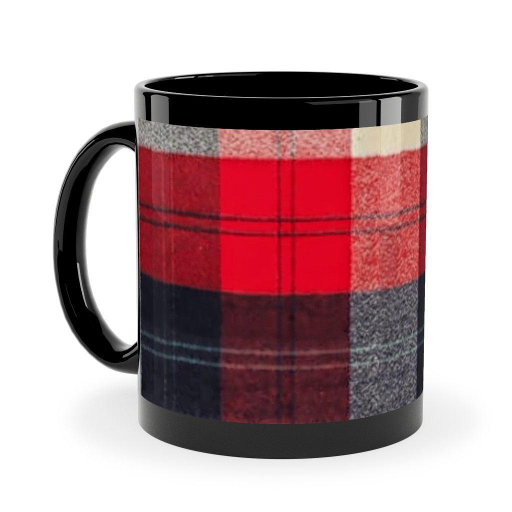 Lumberjack Flannel Buffalo Plaid - Red Ceramic Mug, Black,  , 11oz, Red