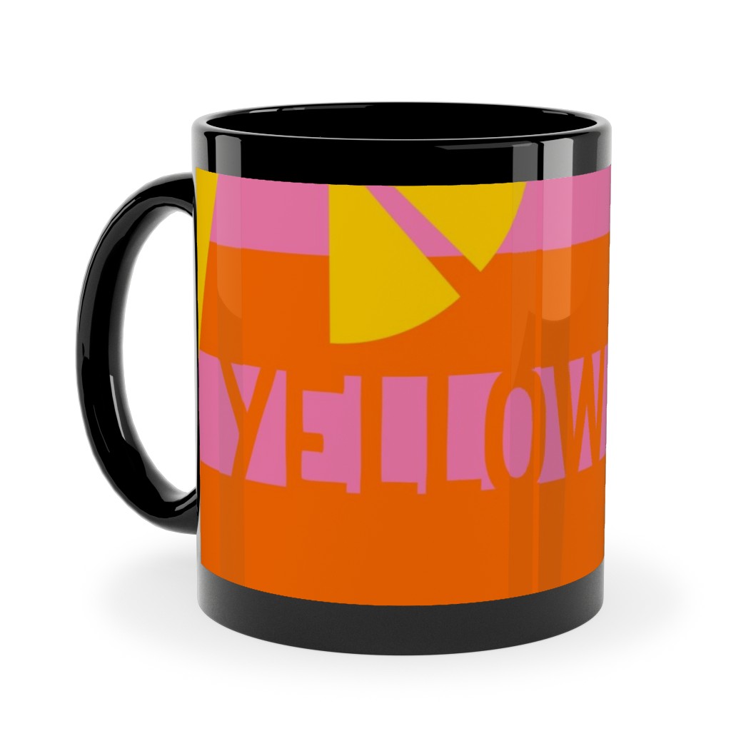 Birds Like Lemons Ceramic Mug, Black, , 11oz, Pink, Bright Pink