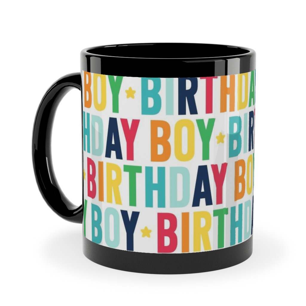 Birthday Boy - Uppercase - Rainbow Ceramic Mug, Black, , 11oz, Multicolor