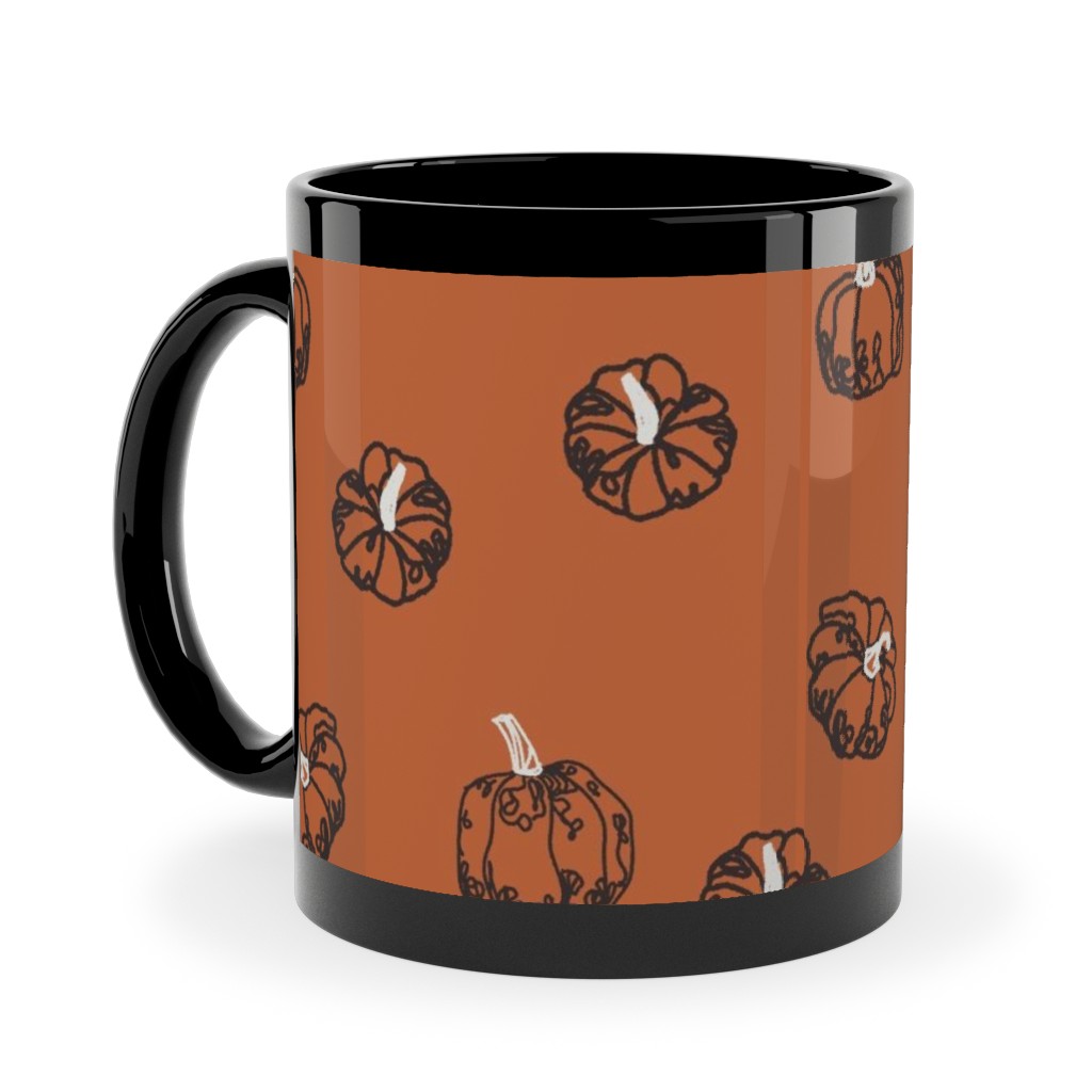 Pumpkins Ceramic Mug, Black, , 11oz, Orange, Fawn