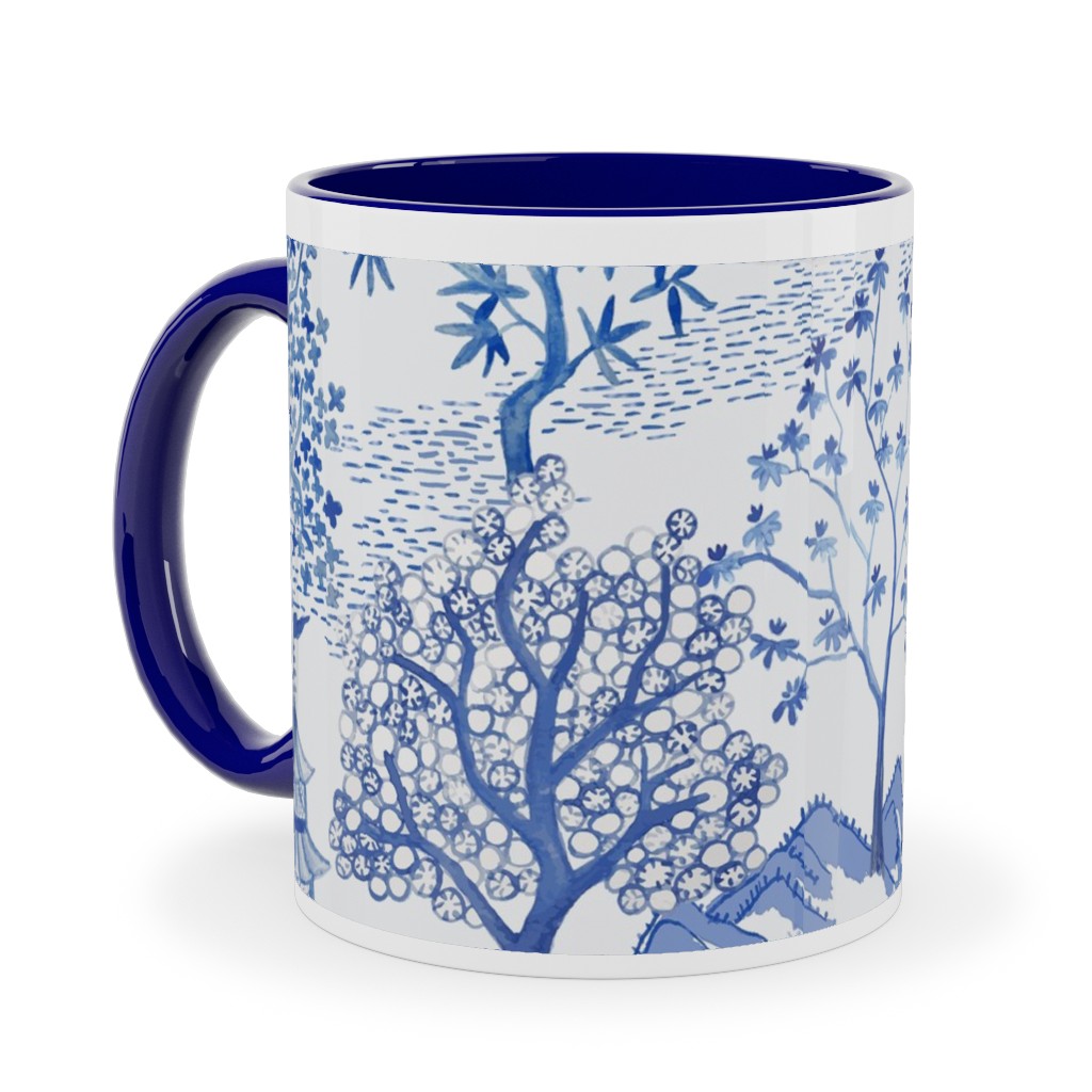 Blue Photo Mugs Pagoda Forest  Blue Ceramic Mug Blue 11oz Blue True Blue