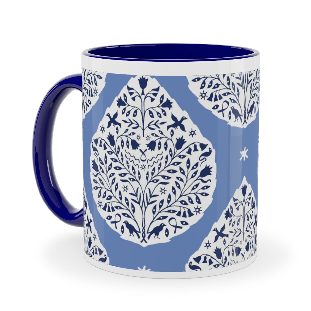 Conway Paisley - Cobalt and Navy Ceramic Mug, Blue,  , 11oz, Blue