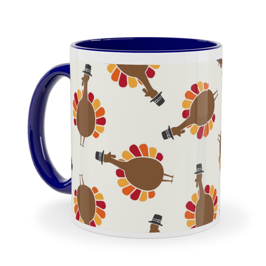 Turkey Toss - Cream Ceramic Mug, Blue, , 11oz, Brown, Brown