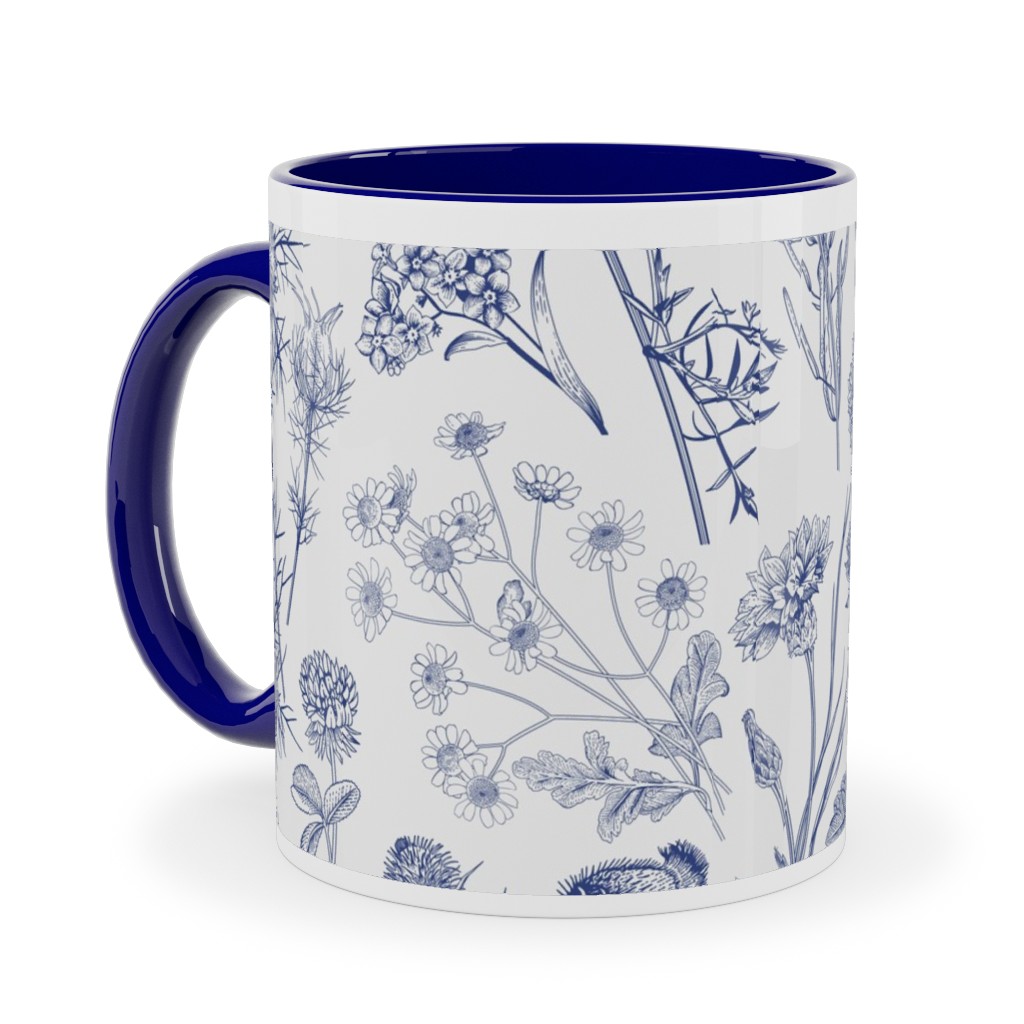 Wild Flowers - Blue Ceramic Mug, Blue,  , 11oz, Blue