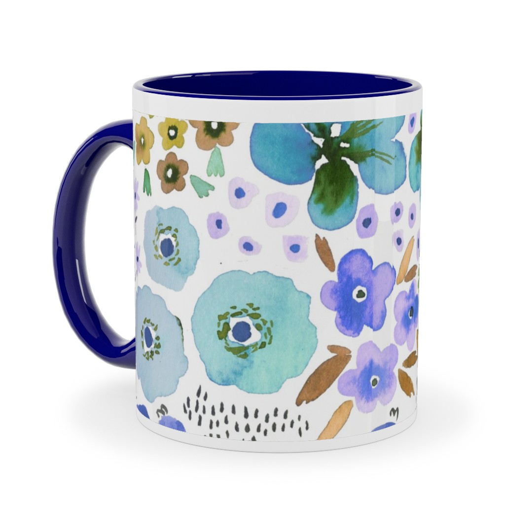 Artful Little Flowers - Multi Ceramic Mug, Blue, , 11oz, Multicolor