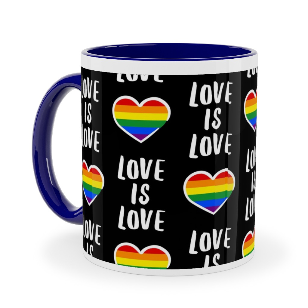Love Is Love - Black Ceramic Mug, Blue, , 11oz, Multicolor